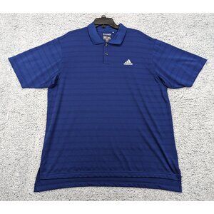 Adidas Climacool Golf Polo Mens L Striped Resort Travel Vacation Holiday Blue